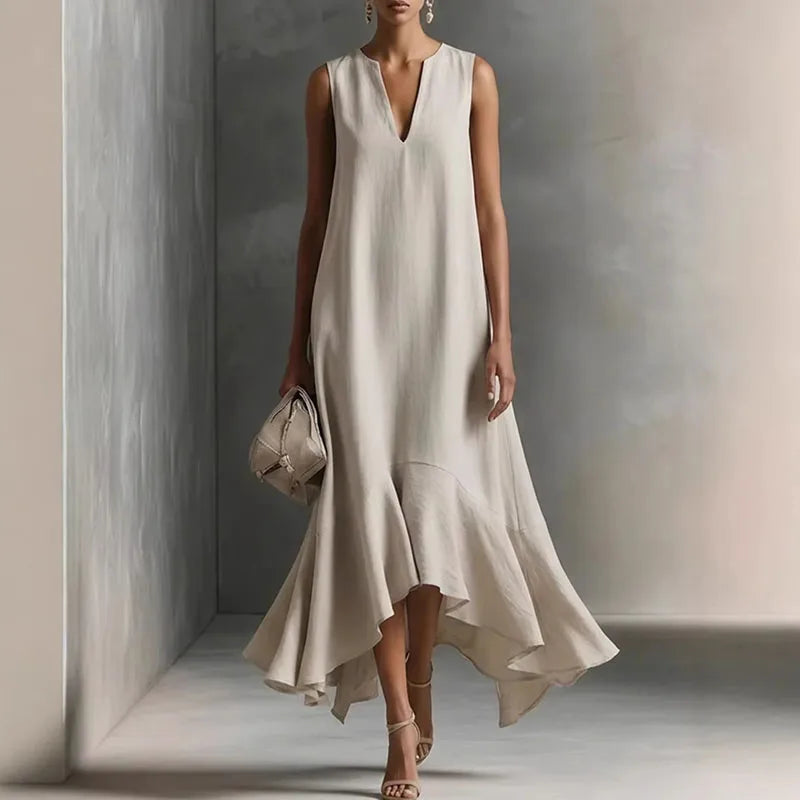 Andrea | V Neck Flowy Elegant Boho Sundress for Special Occasions