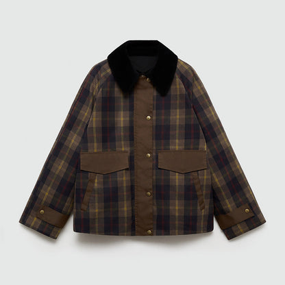 Leighton | Cozy Plaid Button-Down Faux Fur Jacket Coat with Pockets