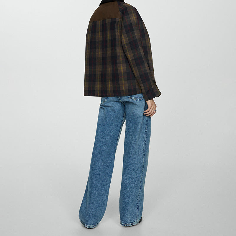 Leighton | Cozy Plaid Button-Down Faux Fur Jacket Coat with Pockets
