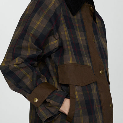 Leighton | Cozy Plaid Button-Down Faux Fur Jacket Coat with Pockets