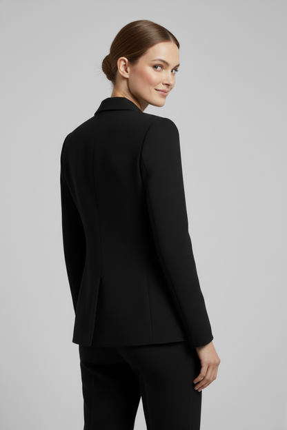 Rebecca | Chic Double-Breasted Long Fitted Blazer with Gold Buttons
