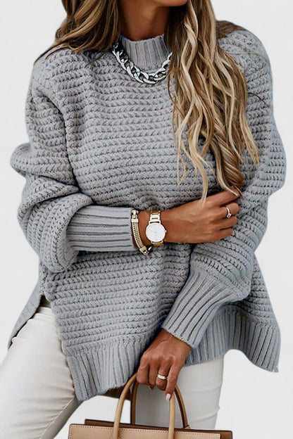 Arianne | Comfy Oversized Mock Neck Sweater with Textured Knit