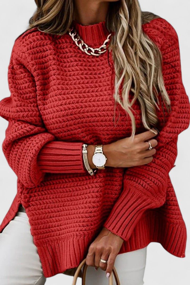 Arianne | Comfy Oversized Mock Neck Sweater with Textured Knit