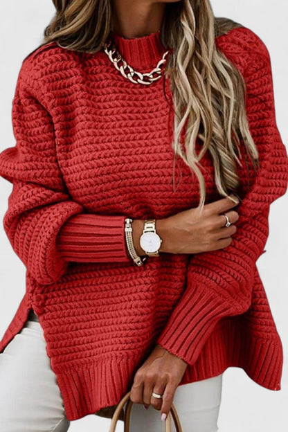 Arianne | Comfy Oversized Mock Neck Sweater with Textured Knit