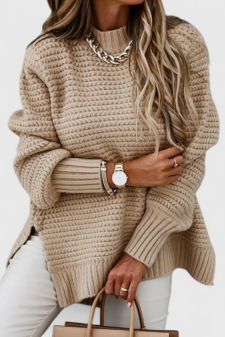 Arianne | Comfy Oversized Mock Neck Sweater with Textured Knit