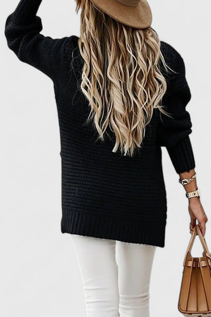 Arianne | Comfy Oversized Mock Neck Sweater with Textured Knit