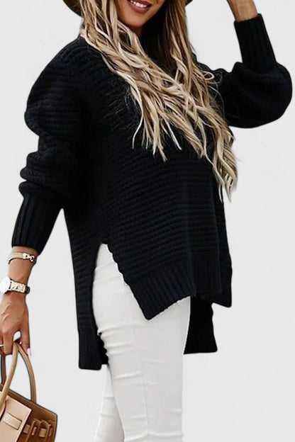 Arianne | Comfy Oversized Mock Neck Sweater with Textured Knit