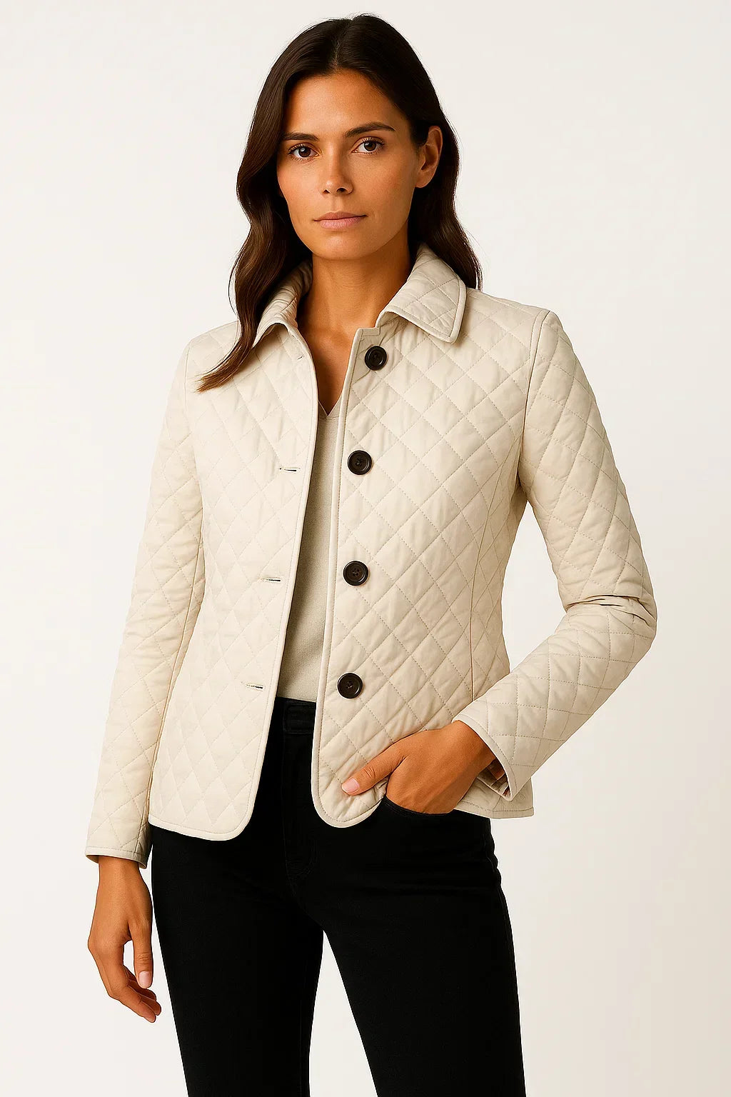 Anna | Chic Quilted Button-Front Jacket with Two Pockets