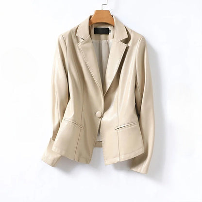 Vera | Refined Faux Leather Blazer with Single Button Front