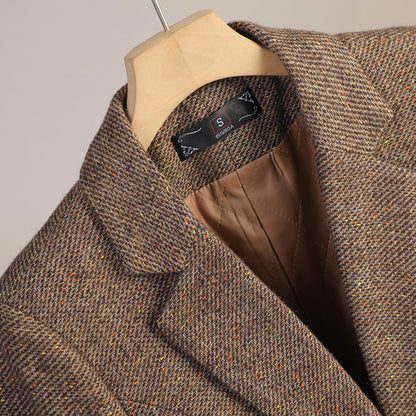 Margot | Classic Speckled Tweed Blazer with Single Button Front