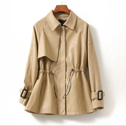 Kendall | Edgy Faux Leather Jacket with Cinched Waist and Pockets