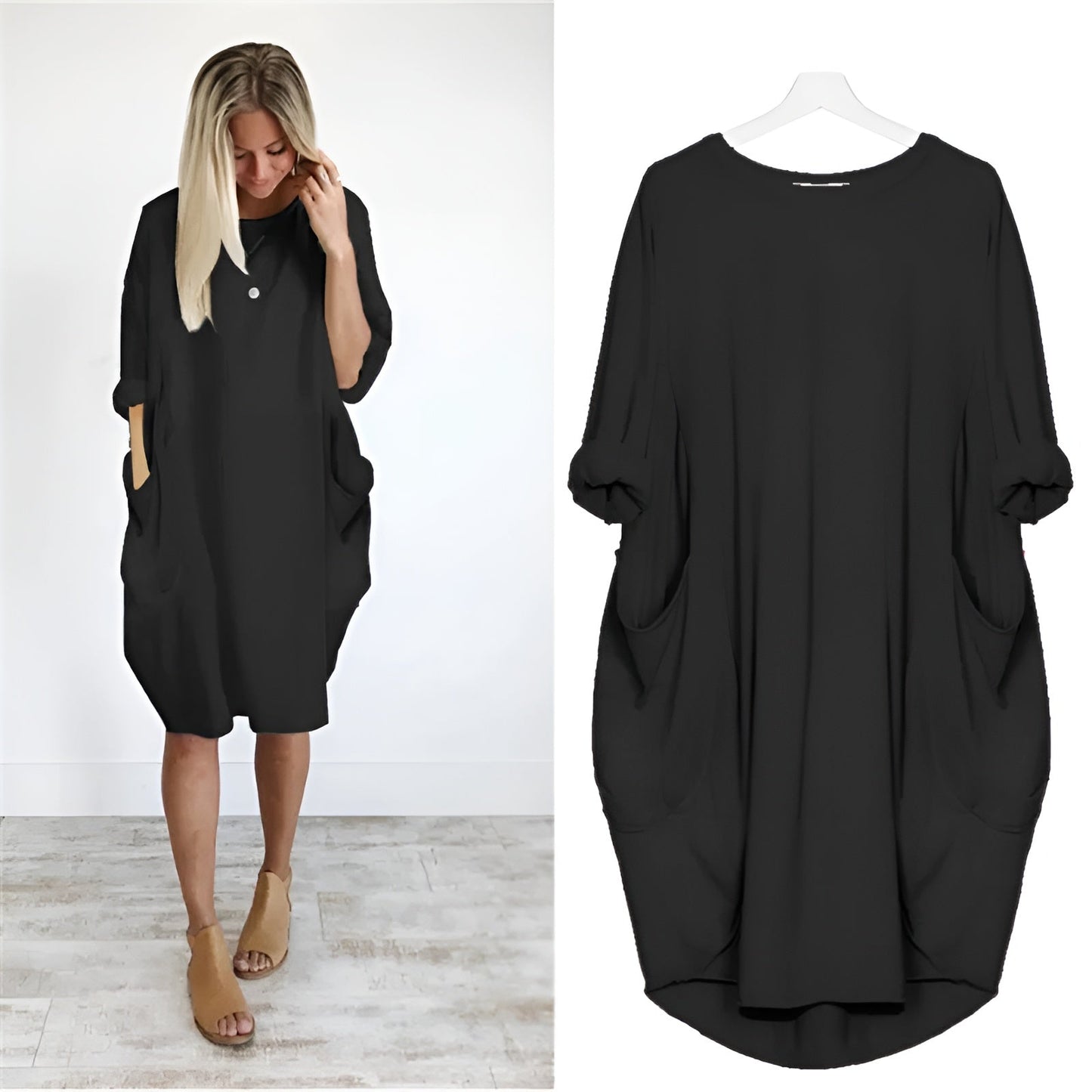 Gina | Elegantly Effortless Flowing Casual Dress with Hidden Side Pockets