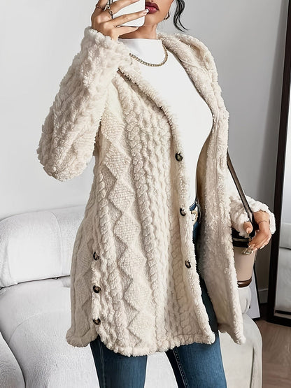 Erin | Cozy Oversized Fleece Hooded Cardigan with Button Front