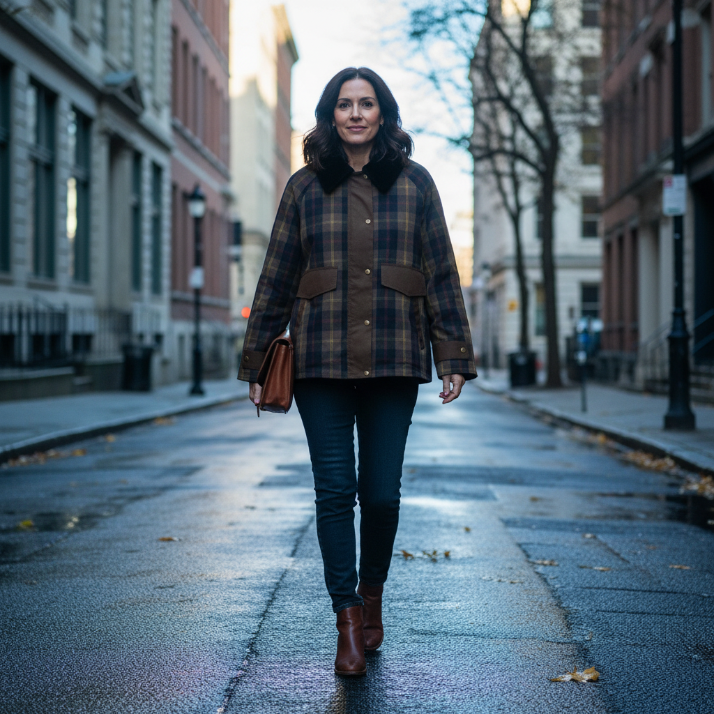 Leighton | Cozy Plaid Button-Down Faux Fur Jacket Coat with Pockets