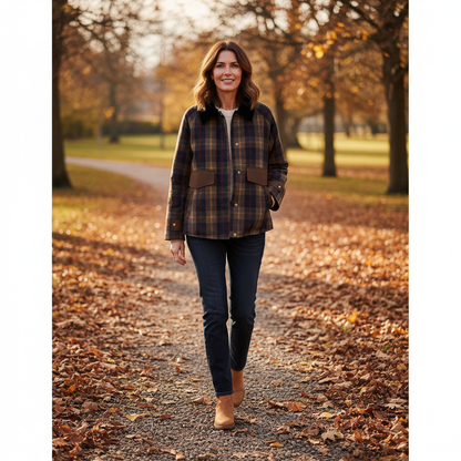 Leighton | Cozy Plaid Button-Down Faux Fur Jacket Coat with Pockets