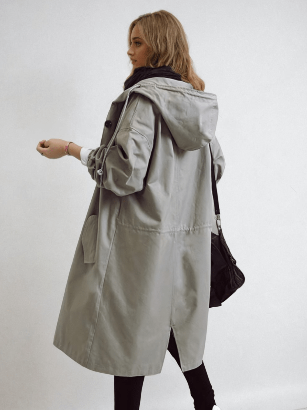 Tamora | Minimalist Oversized Hooded Trench Coat with Button Front