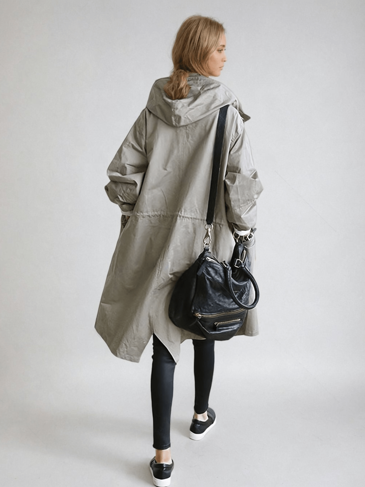Tamora | Minimalist Oversized Hooded Trench Coat with Button Front
