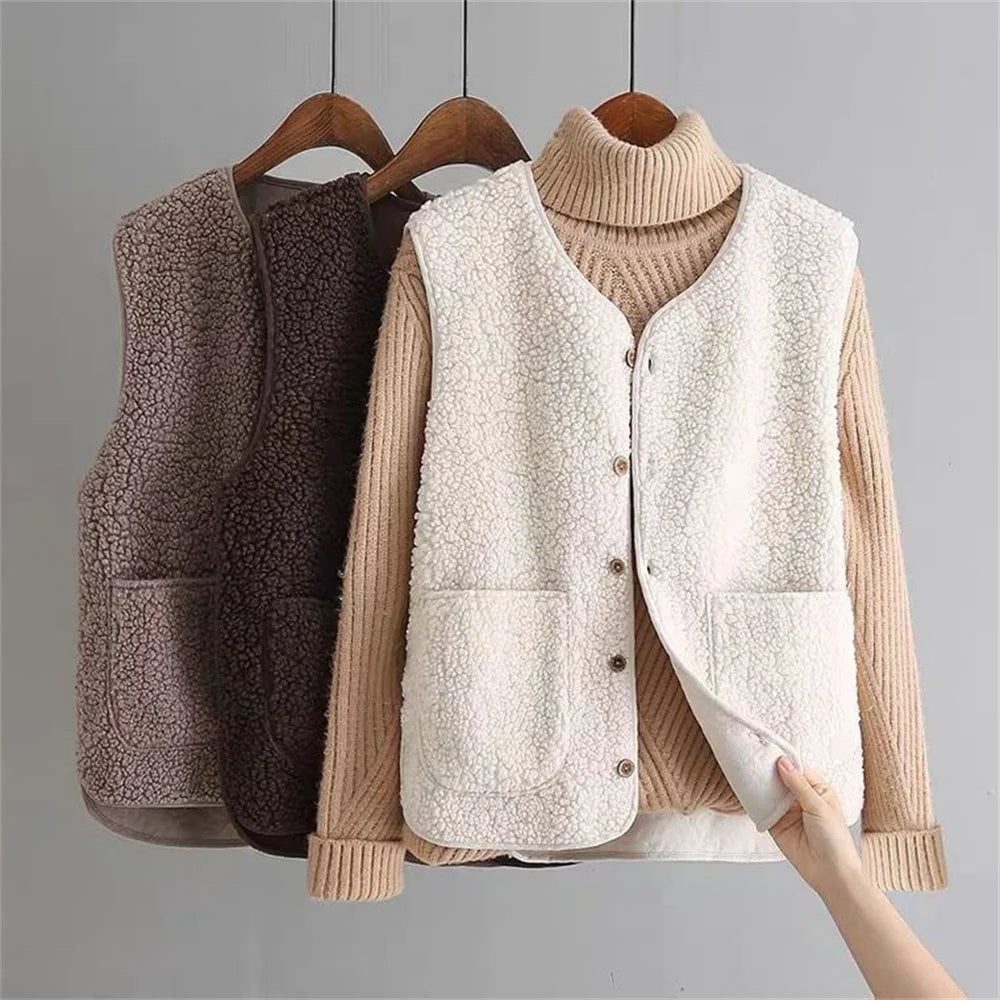 Norah | Cozy Ribbed Knit Sweater Vest with Button-Up Front