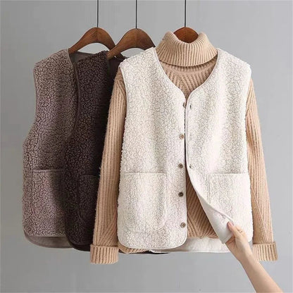 Norah | Cozy Ribbed Knit Sweater Vest with Button-Up Front