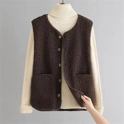 Norah | Cozy Ribbed Knit Sweater Vest with Button-Up Front