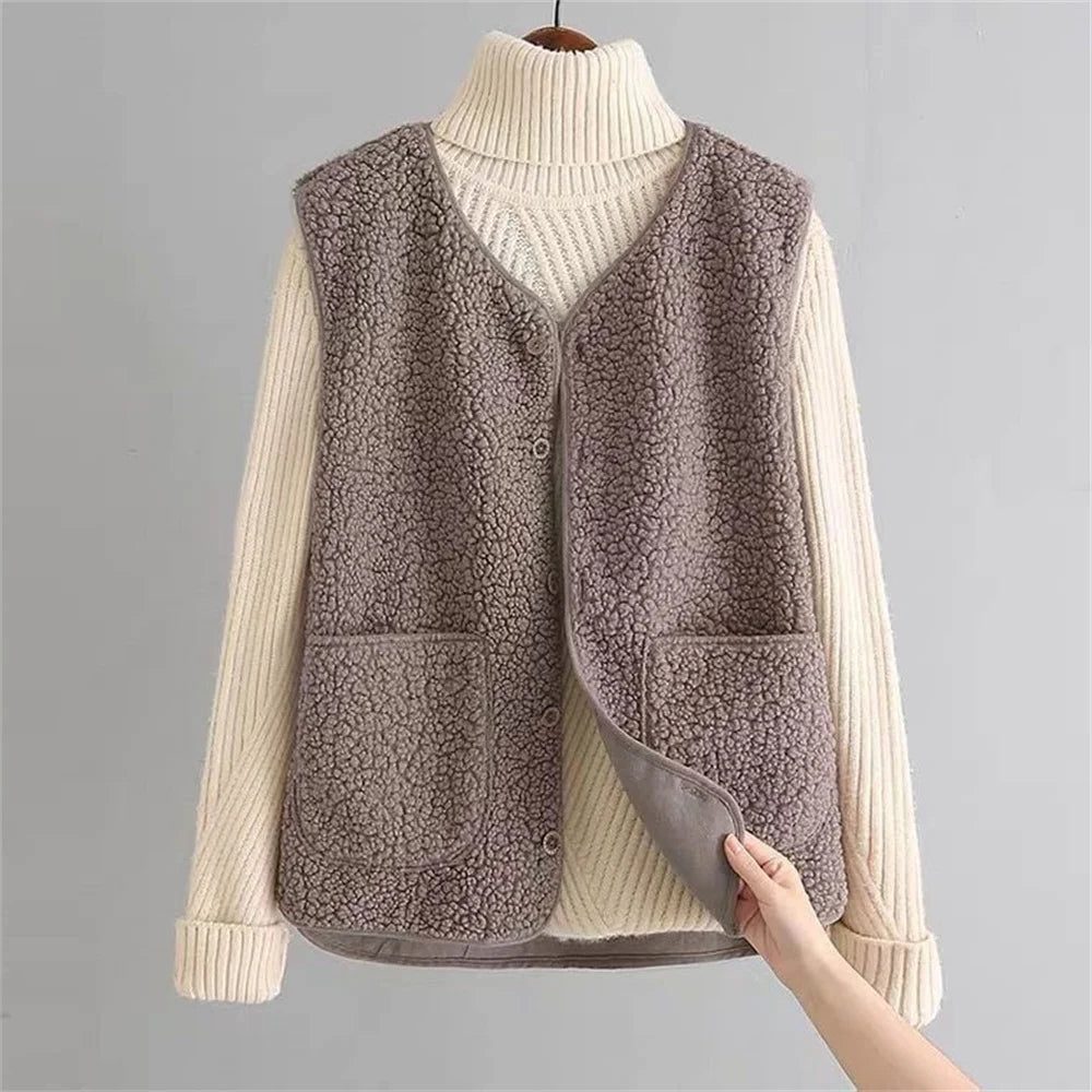 Norah | Cozy Ribbed Knit Sweater Vest with Button-Up Front