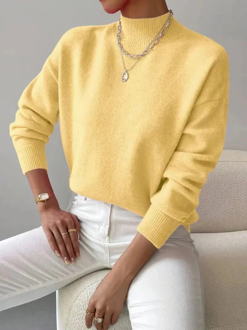 Corinne | Elegant Ribbed Knit Turtleneck Sweater with Fitted Body