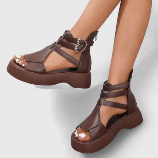 Ivana | Stylish Strap Platform Sandals with Zipper and Buckle
