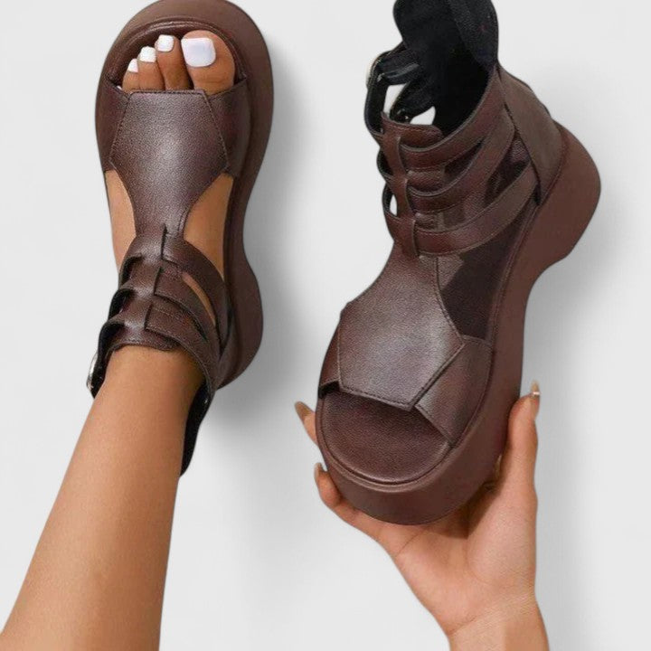 Ivana | Stylish Strap Platform Sandals with Zipper and Buckle